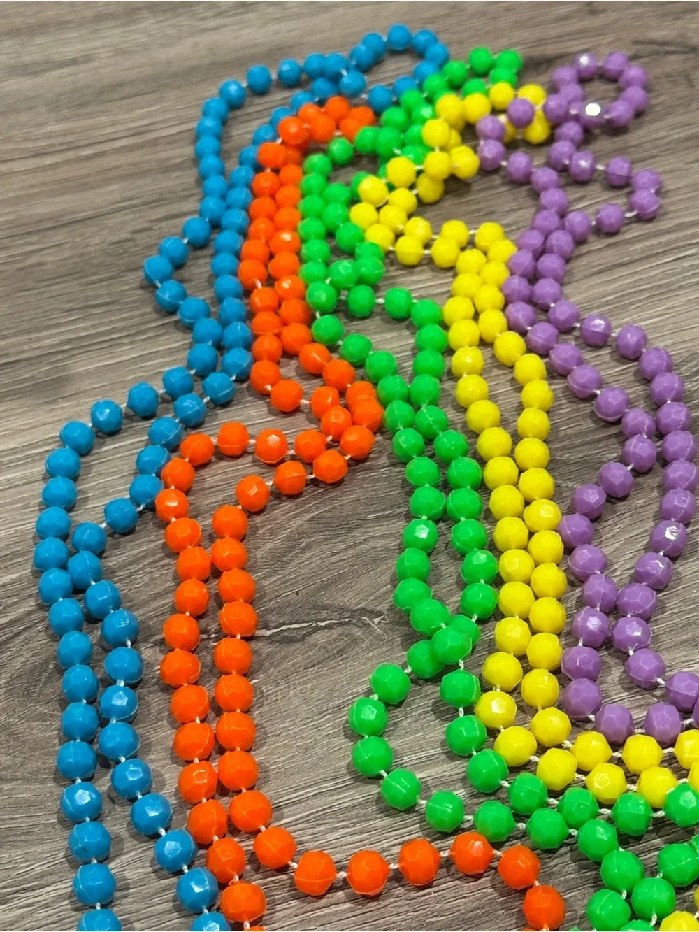 5 Colorful Party Bead Necklace Set - Rainbow Colors - Good Condition